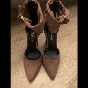 Taupe suede heels